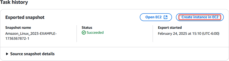 Monitor tugas di konsol Lightsail.