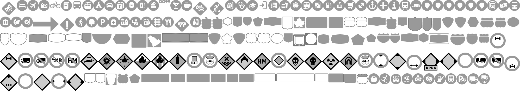 Collection of various icons and shapes representing different concepts and services.