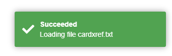 Green success notification indicating file loading completed successfully.
