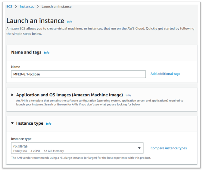Luncurkan instance dengan nama dan jenis instance yang dimasukkan.