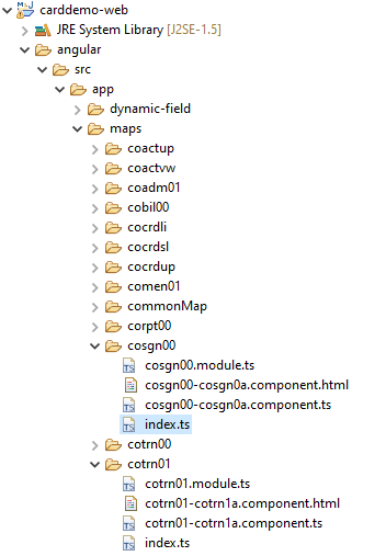 Contoh peta CICS dimodernisasi ke Angular