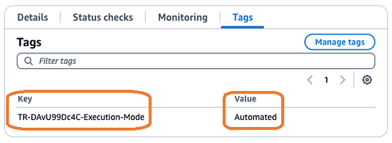 Contoh bagian Tag di konsol.
