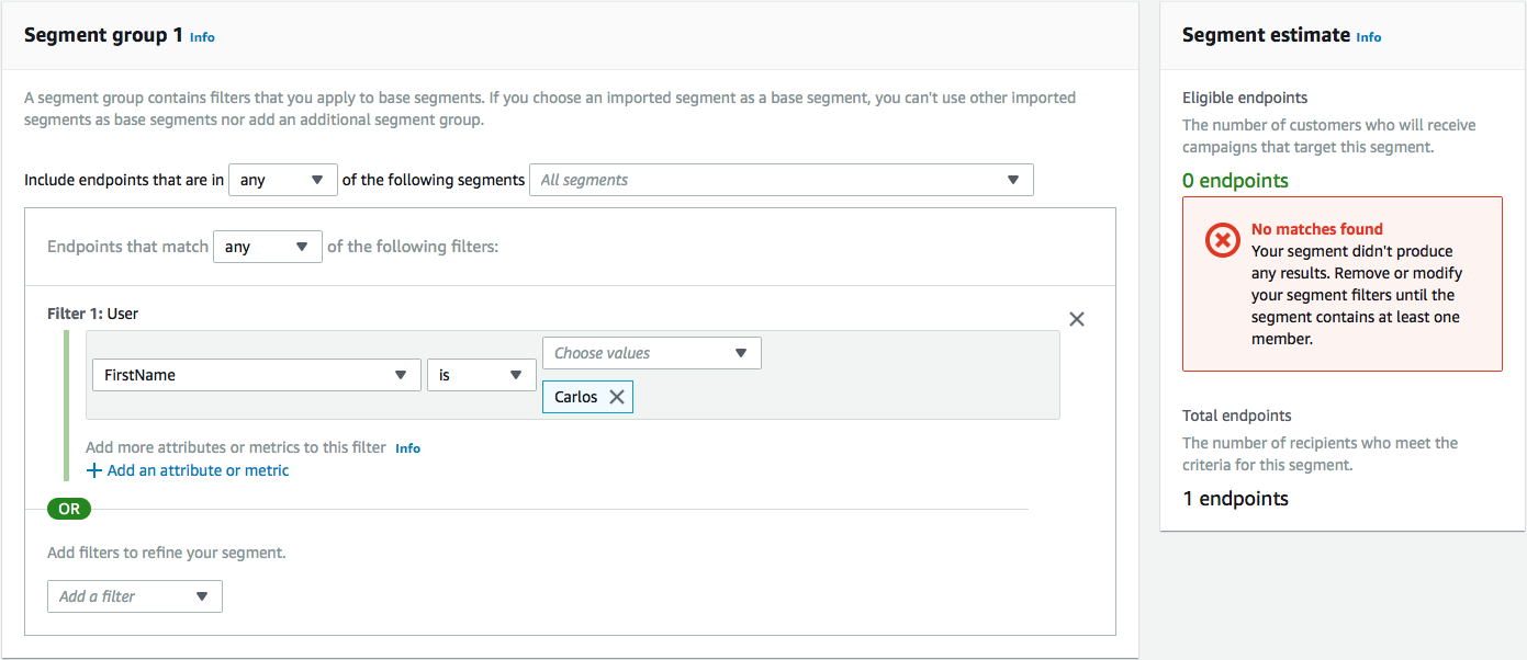 Grup segmen menunjukkan titik akhir nol.