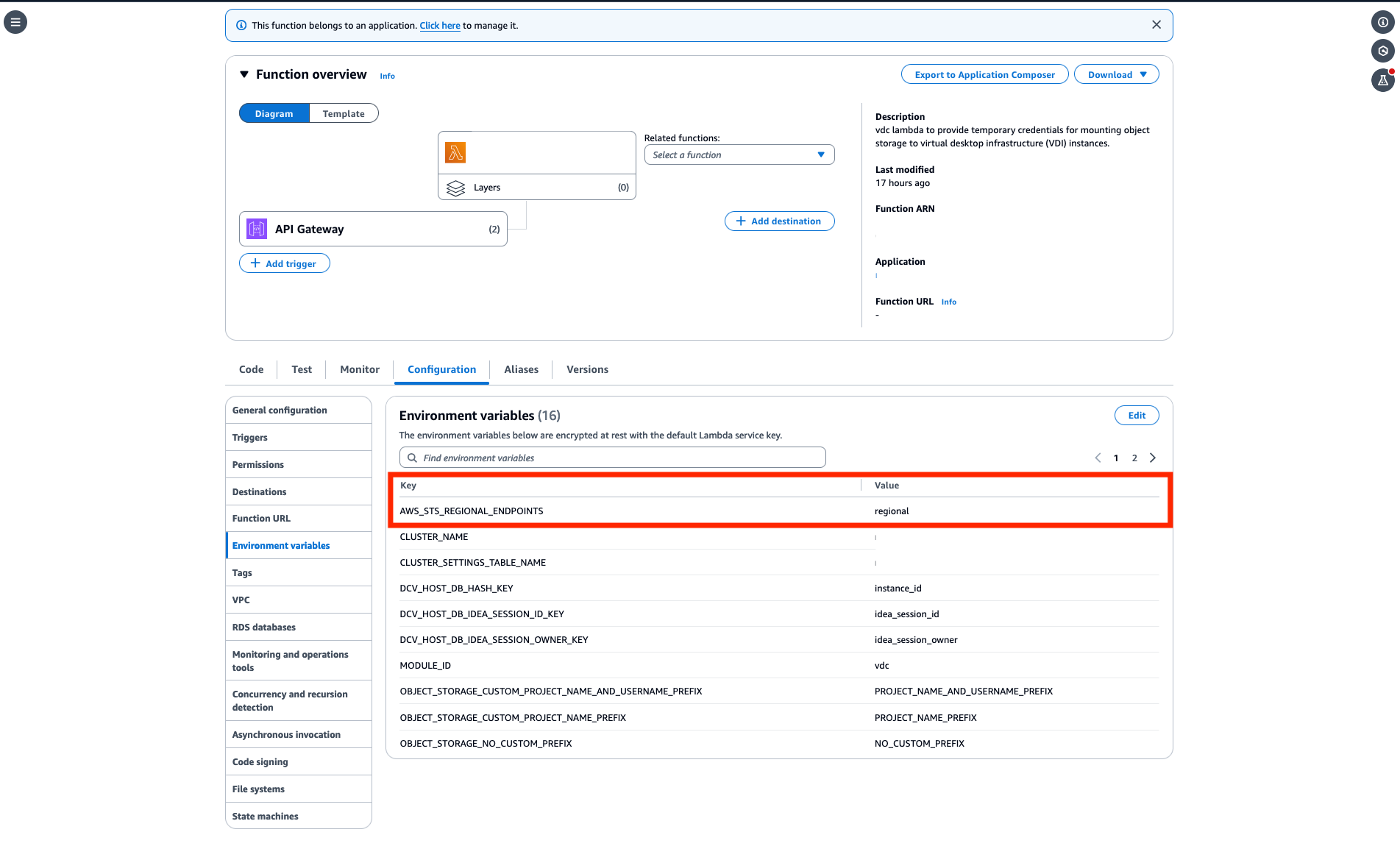 variabel lingkungan VPC terisolasi