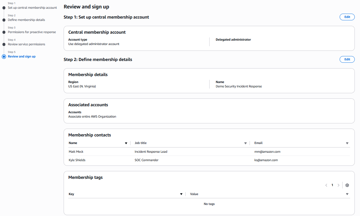 Daftar layar konfirmasi untuk mengaktifkan pemantauan respons proaktif.