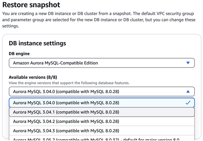Restore snapshot page