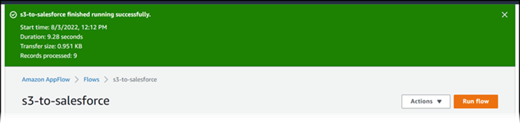 Success message for flow run.