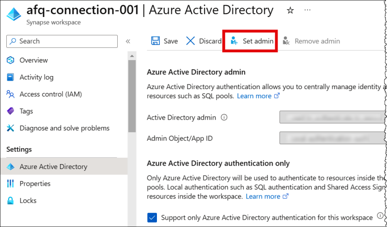 Use the Set admin tab