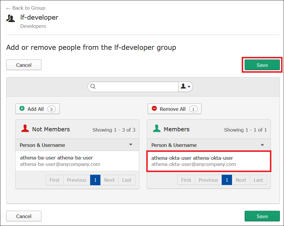 Okta user added to an Okta group.