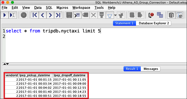 Data from the first three columns.