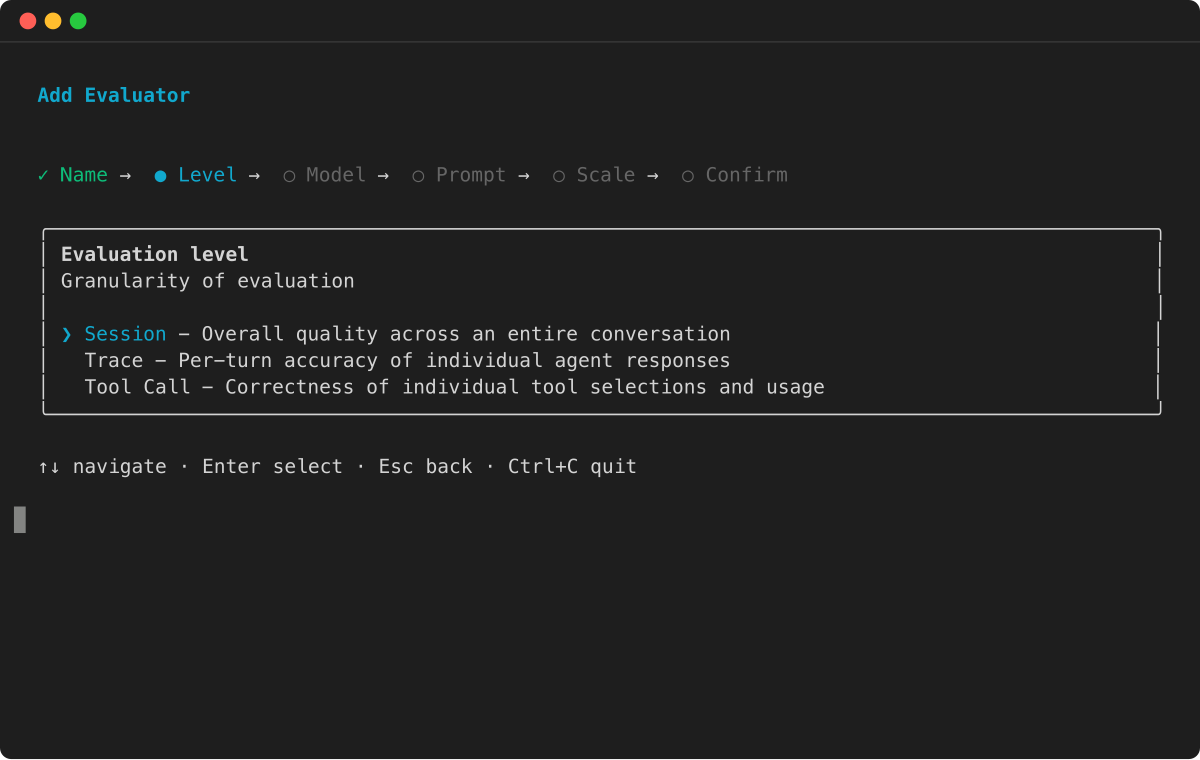 Evaluation level selection