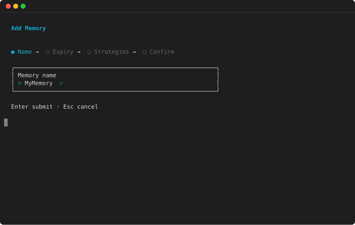 Memory wizard: enter name