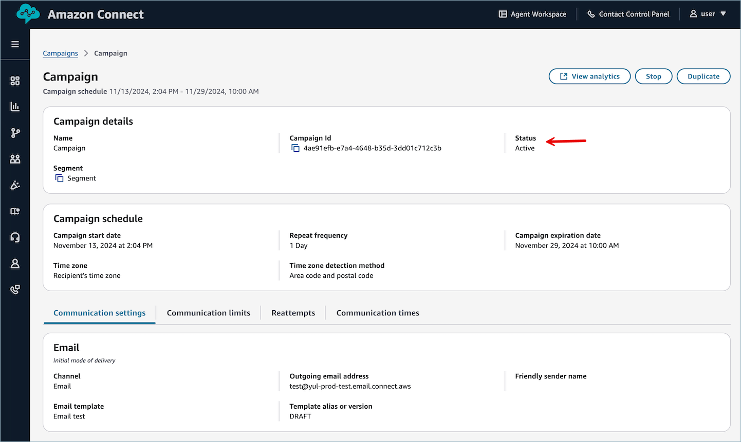 Detailed view of campaign state options and actions available for campaign management.