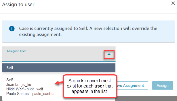The Assign to user box.