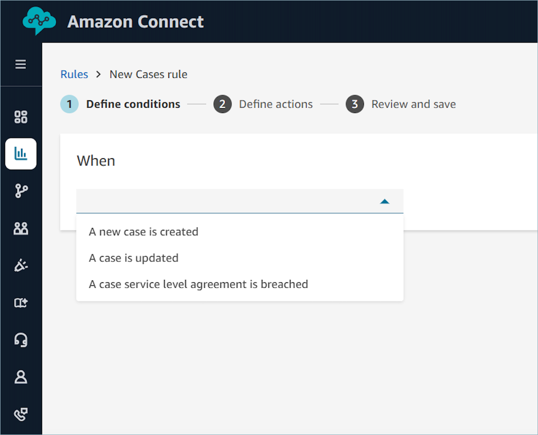 The option When a case rule is available.