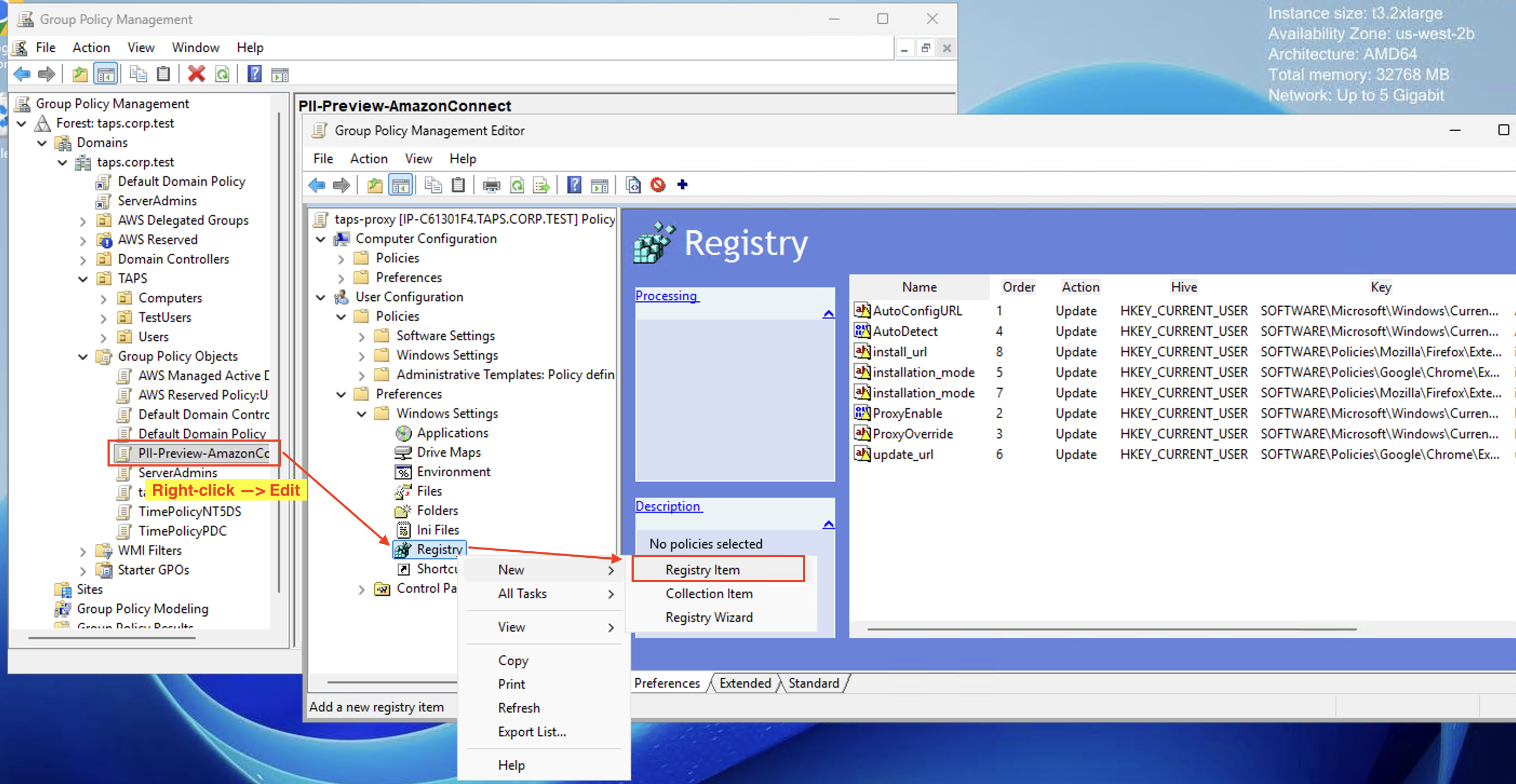 Creating a new registry item.