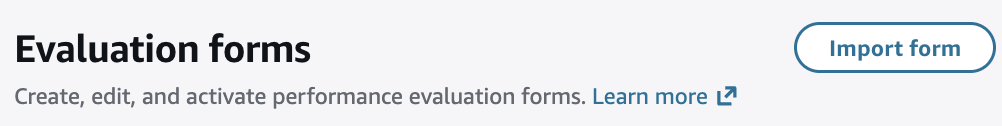 The evaluation forms page, the import form action.