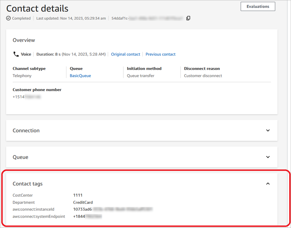 Contact tags on a Contact details page.
