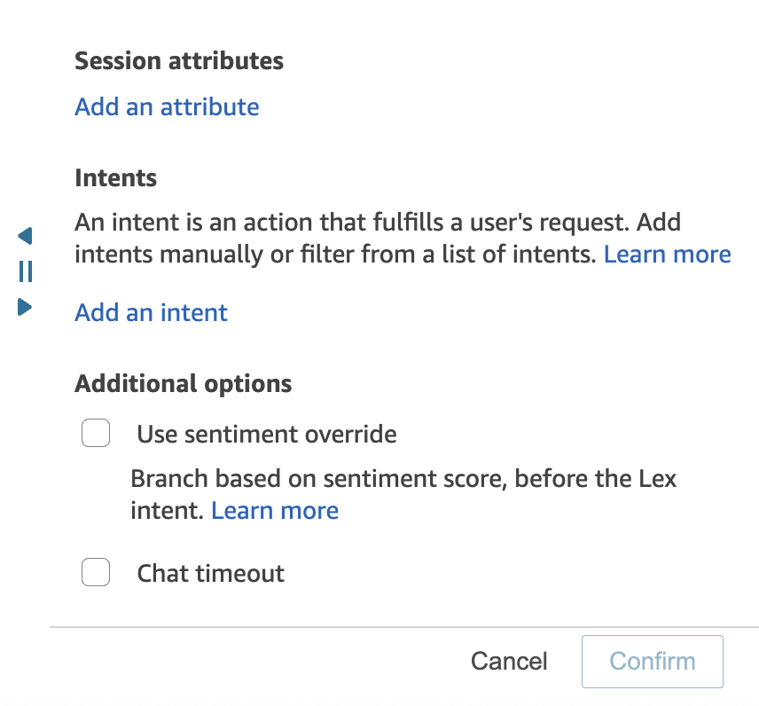 Session attributes configuration