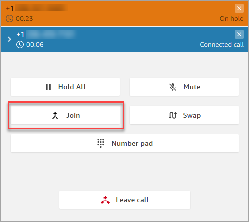 A Connected call, the join button.
