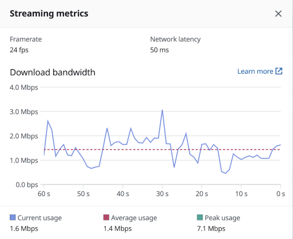 Streaming metrics data example