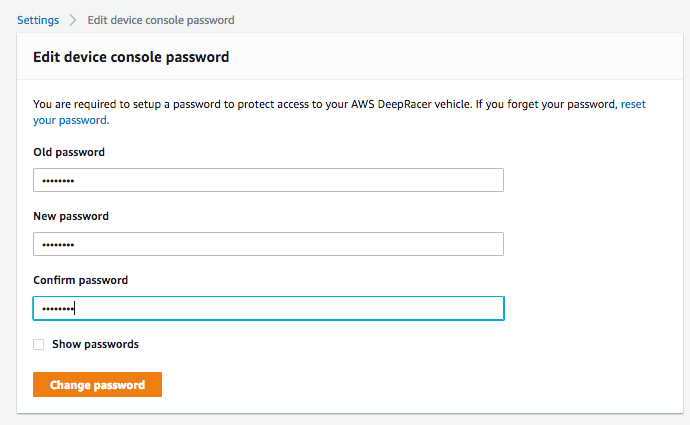 Image: Change device console password.