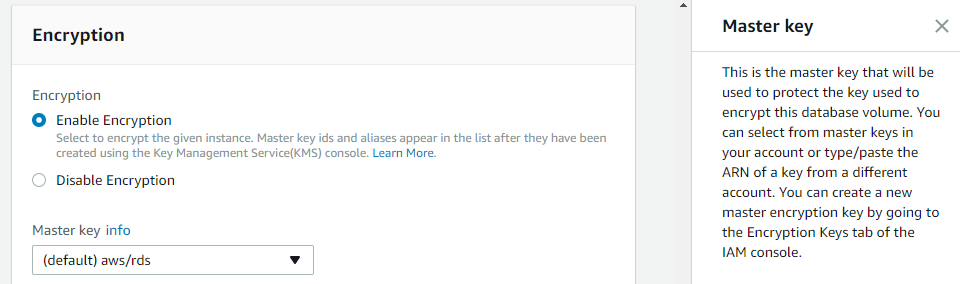Turn on encryption for an Amazon RDS DB instance
