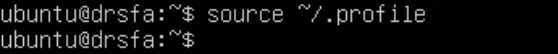 Terminal window showing command to source the .profile file.