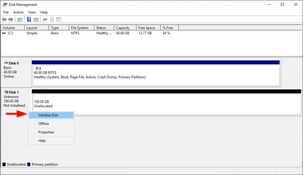 Initialize the volume.