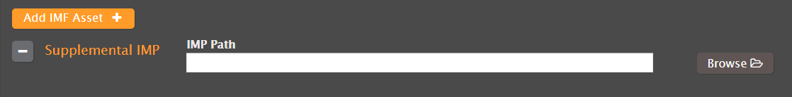 An image of the AWS Elemental Server web interface, showing the field where you specify the path to any supplemental IMPs.