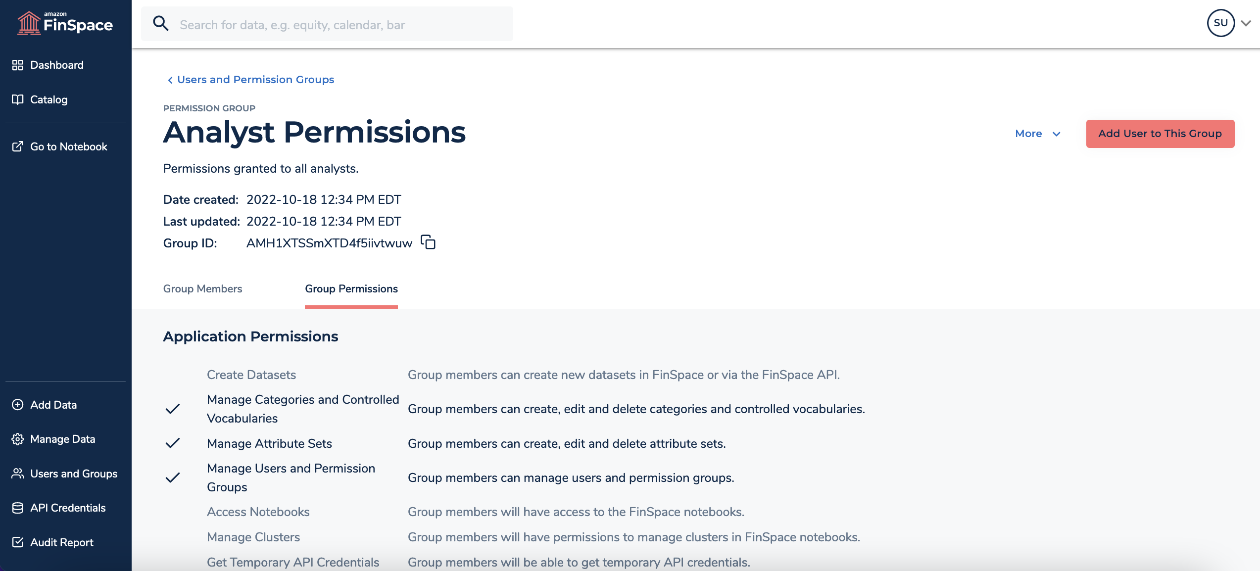 A screenshot that shows the analyst permissions group.