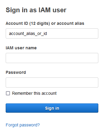 iam-user Sign-in Page