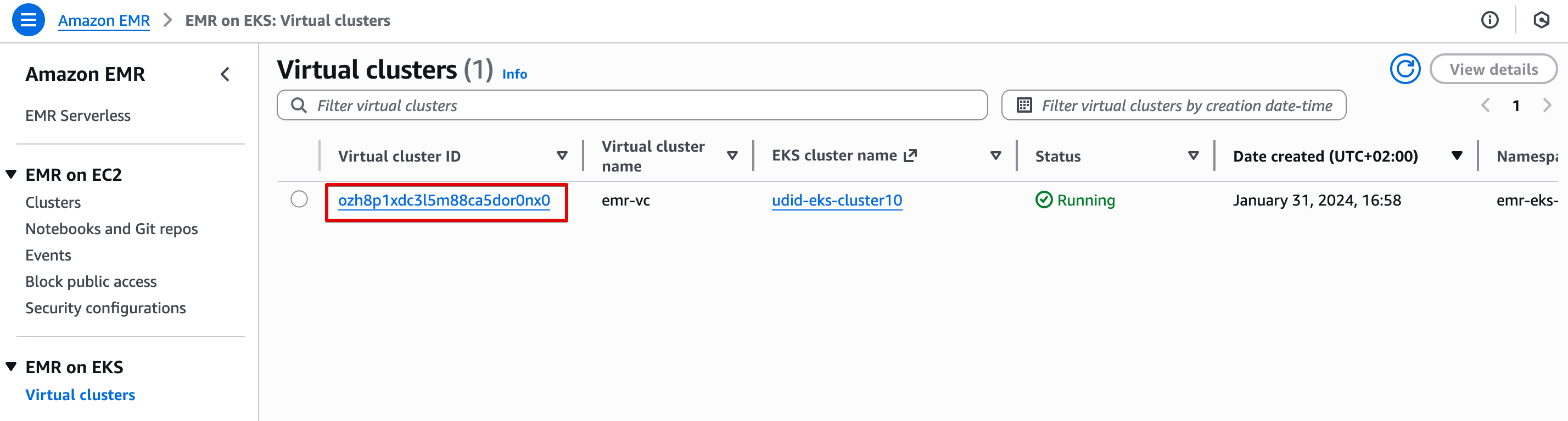 SCAD - Containers Cost Allocation Dashboard - EMR on EKS Virtual Clusters