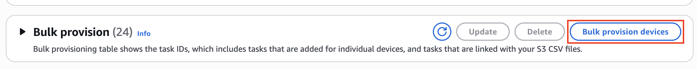 Use the AWS IoT console to bulk provision Sidewalk devices.