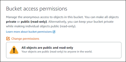 Bucket access permissions in the Lightsail console