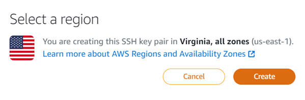 Here's the region where your key pair is being created