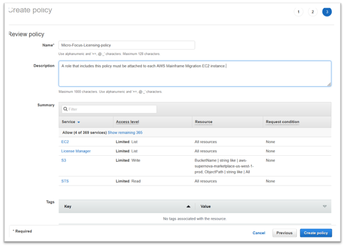 Review policy with name and description entered.