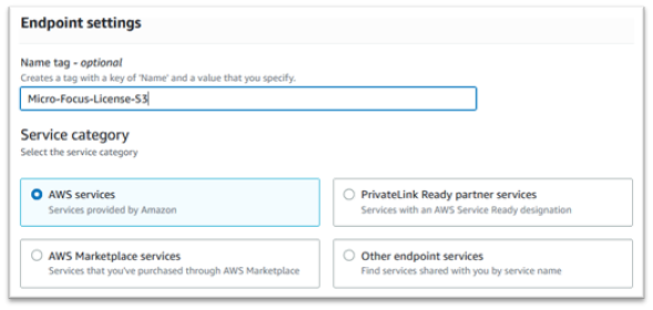 Endpoint Settings with sample name tag entered.