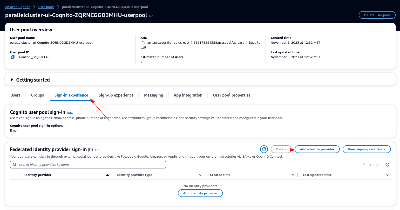 Screenshot highlighting Sign-in experience tab