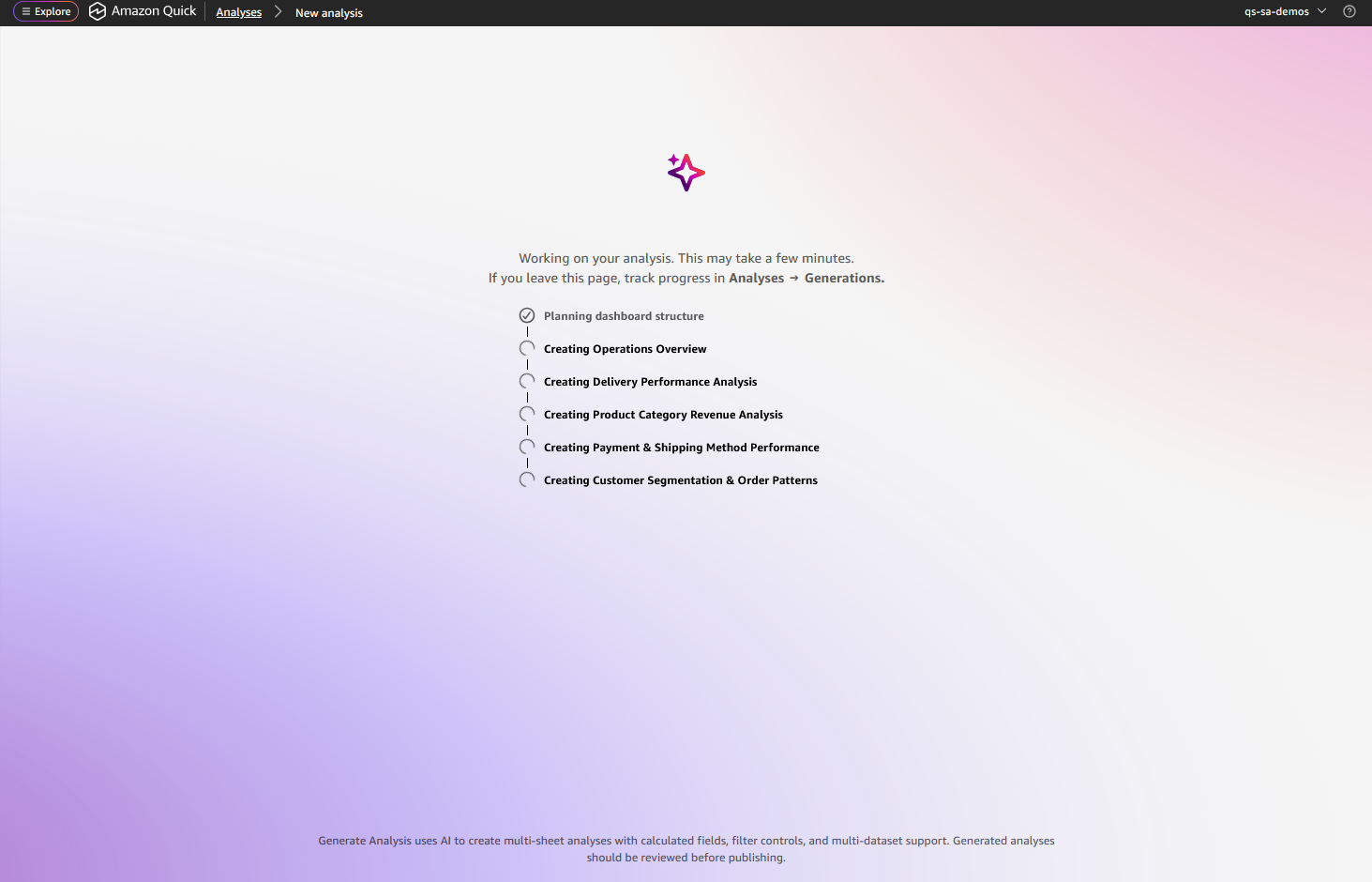 Generation progress showing sheets being created one by one
