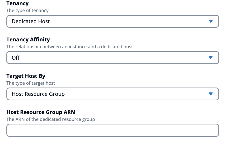 Admin console pop-out page that lets you select tenancy affinity for launched VDIs