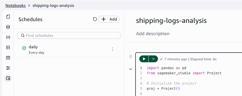 Schedule creation form with configured settings