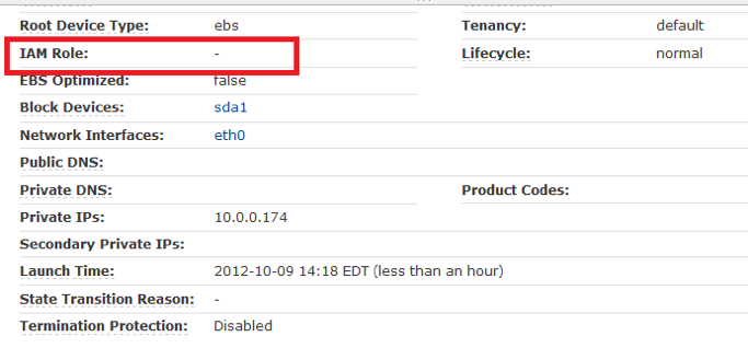 Verifying the IAM role for an EC2 instance