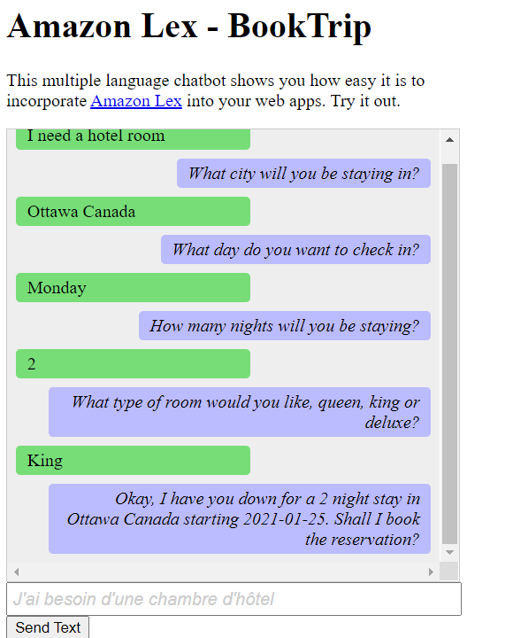 A chatbot in action