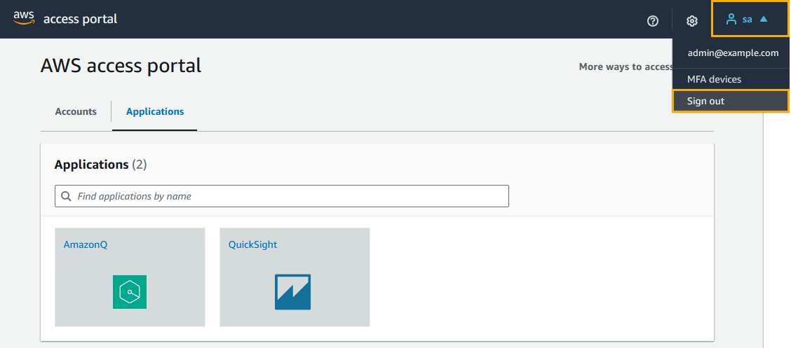 User signed in to your AWS access portal.