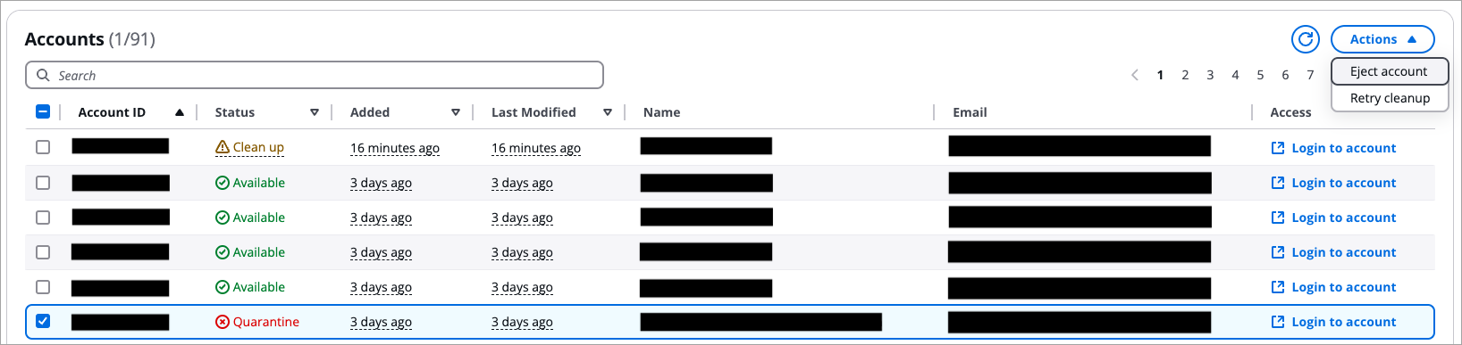 Account management options