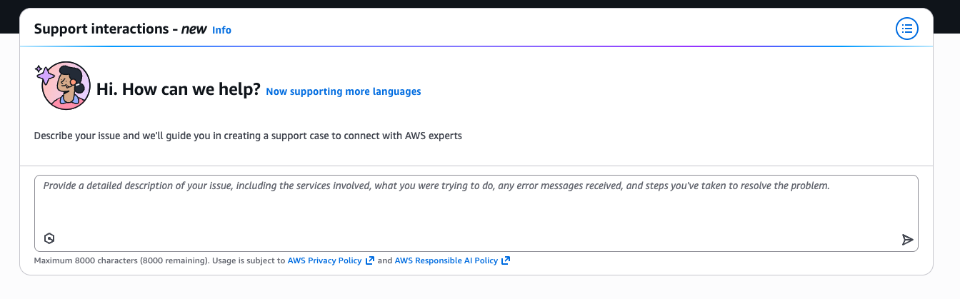 AI-assisted support in AWS Support Center