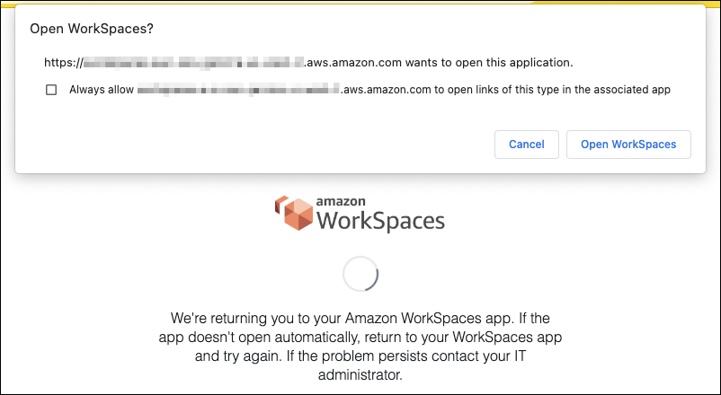 Open client application prompt.