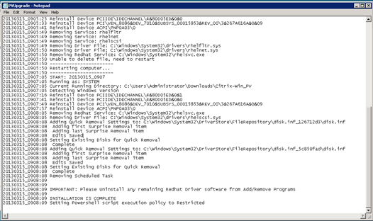 PVUpgrade file di registro.