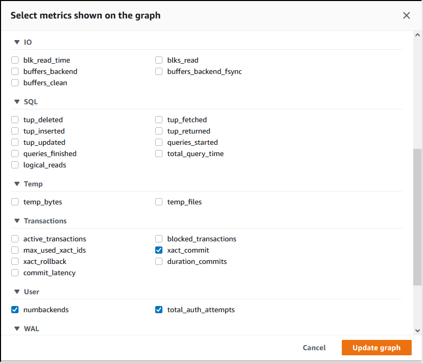 Immagine dell'accesso a Performance Insights dall'interno della console RDS e dal cluster database Aurora PostgreSQL selezionato.